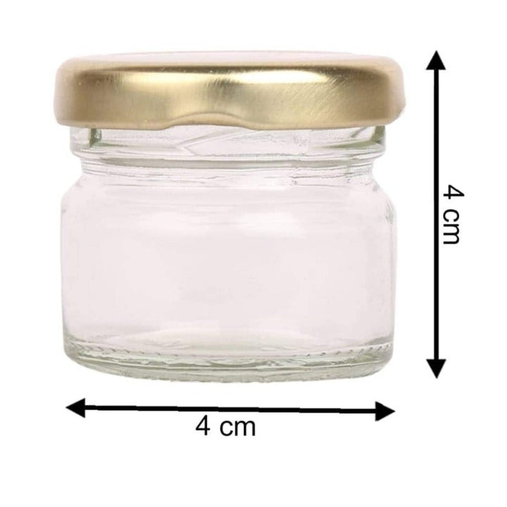 Craftfry Unique Glass Jar with Air Tight Gold Lid for Kitchen Masla Storage Jar,Honey Jar,Jar and Container,Spice Masala Jar,Glass,Visible Glass Jar for Kitchen Storage Set of (18) - 300ml