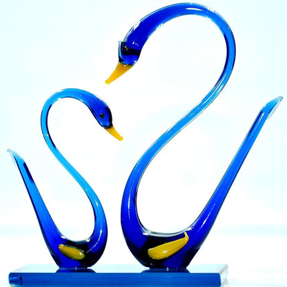 Craftfry Loving Duck for Glass showpiece in Blue Color