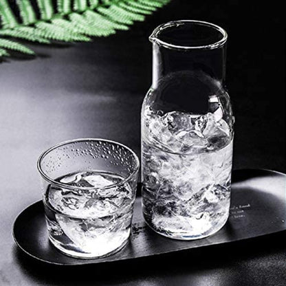 CRAFTFRY Carafe Night Water Carafe with Tumbler Glass 2 Piece Water Carafe Set for a Handy Midnight Drink,Heat Resistant Glass,14 oz Transparent