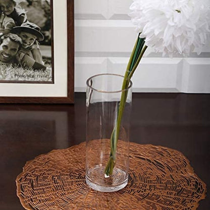 CRAFTFRY Home Decoration Glass Clear Cylinder Vase Floral Wide Cylinder Glass Vase for Weddings, Events, Decorating, Arrangements, Flowers, Office, or Home Decor