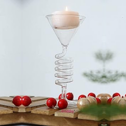 CRAFTFRY Spring Glass Tealight Candle Holders - Christmas, Living Room Decorations Items for Home and Christmas Gifts,
