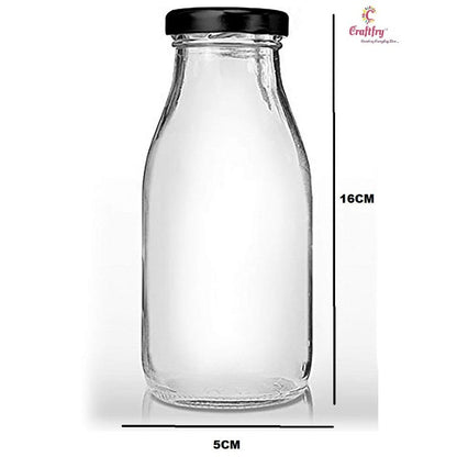 CRAFTFRY Hygienic Air Tight Glass Cap Water/Milk/Juice Bottle 300ML (Pack of 10, Clear)