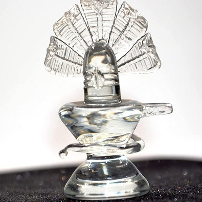 Craftfry Holy Shivling with Sheshnag Glass Showpiece Figurine in puja Home d�cor Gift Living Room car Dashboard Item