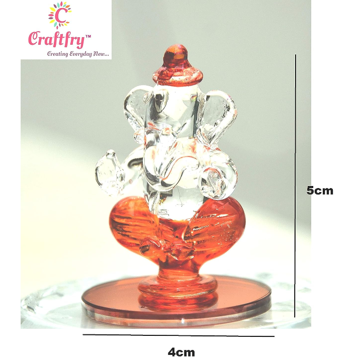 CRAFTFRY Glass Ganesha Idol (Standard, Red)