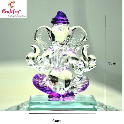 Craftfry Crystal Glass Ganesha Idol in Purple Colour for Home, Office and Car Dashboard (5cm*4cm*4cm), (Purple), (50g). Decorative Showpiece - 5 cm (Glass, Crystal,Purple)