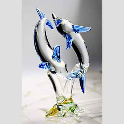CRAFTFRY Glass Loving Dolphin Showpiece, Standard, Multicolour, 1 Piece