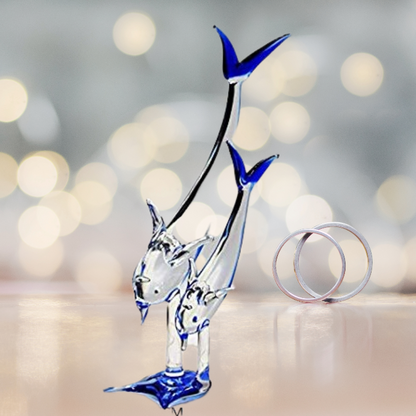 Craftfry Dolphin Transparent Glass Showpiece Multi Colour Size 19 cm Decorative Showpiece - 19 cm