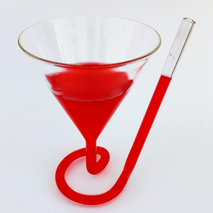 Craftfry Roll Sip Glasses with Build in Straw | Cocktail Glasses, Vampire, Enhance Taste, Cocktail Aerator, Clear (Blood Sucker Glass - Cone - 280 ML) (1)